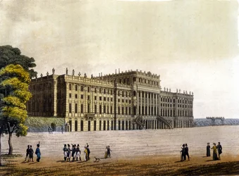 ショーンブルン城の眺め（オーストリア・ウィーン、旧オーストリア皇室の住居）1830年頃の彫像