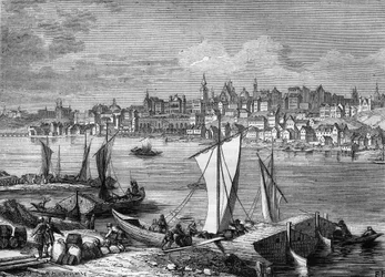 1812年のポーランド、ワルシャワの街の風景。