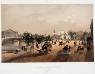 1855年パリ万国博覧会（フランス）の風景 - リトグラフ