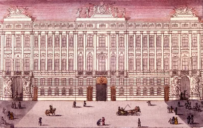 オーストリア・ウィーンの帝国議会議事堂の眺め 1820年頃の銅版画