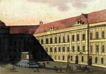 オーストリア・ウィーンのヨーゼフ・プラッツ（Joseph platz）の眺め 1820年のエングレーヴィング