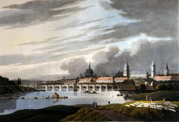 ドイツのドレスデンの街の風景。1815.