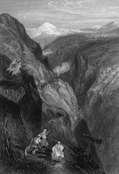 1830年にフランス軍が越えたアトラス山の峠、Mouzaìaのテニアの眺め（19世紀のアルジェリア、Leon Galibertの「L