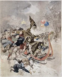 サンタクロースを描いた水彩画"The Illustrated World".21/12/1895.