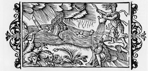 テンペテを外す魔法使い - オラウス・マグヌスの「Historia de Gentibus Septentrionalibus」（北方民族の歴史）、1555年、ローマ
