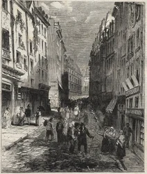1858年、パリ5区のモンターニュ・サント・ジュヌビエーブ通り（Sainte Genevieve）の作品。