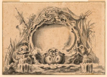 デッサン、フェテ出版物の中のエスカッションの写し、1740年頃