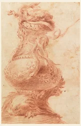 素描、装飾花瓶、1725-50年