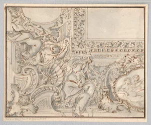 素描、天井のデザイン、18-19世紀
