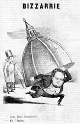 - 何をしているのですか？- I do Italy (Cavour with the dome of Florence) Il Fischiettoの風刺的なエングレービング