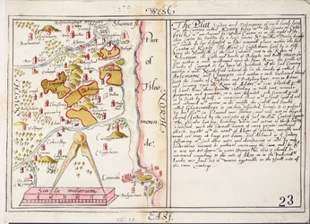 16世紀のアイルランド、リムリック郡の地図、1588年頃（紙、リネン）