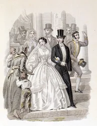 ブルジョワの結婚式、1860年のエングレーヴィング。