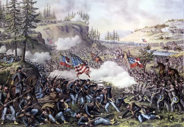 アメリカ南北戦争（1861～1865年）。チカマウガの戦い（ジョージア州） 1863年9月18日-20日。19世紀のエングレーヴィング。