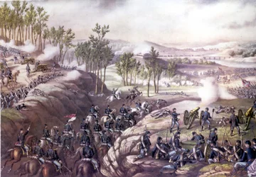 アメリカ南北戦争（1861～1865年）。レサカの戦い（ジョージア州）1864年5月13日-15日。19世紀のエングレーヴィング。