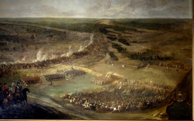 ヘルサンの戦い（1687年）、ハンガリー。17世紀の匿名の絵画。シャトー・ドゥ・ヴォー・ル・ビスカウント