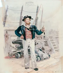 ボートマン 1820年頃（カラーリトグラフ）