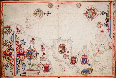 イギリス諸島からカーボベルデに至る大西洋北東部の海図、1620年頃（写本）