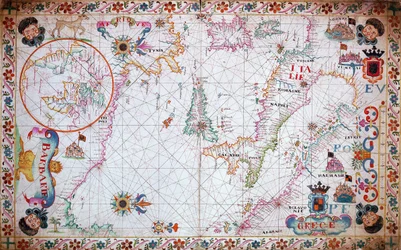 イタリアと北アフリカ沿岸を示す地中海の海図