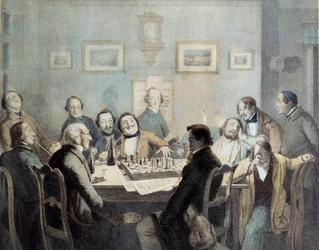 チェスプレイヤー 19世紀のリトグラフ