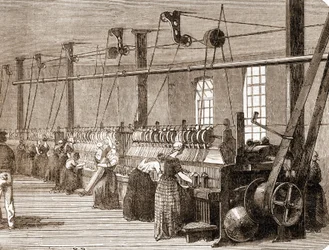 綿を織る作業場。1860年の刻印。