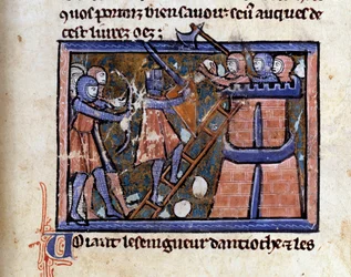 十字軍（おそらく第1回）：十字軍によるエルサレムの占領。タイアのウィリアム（1128-1186年頃）の手稿からのミニチュア