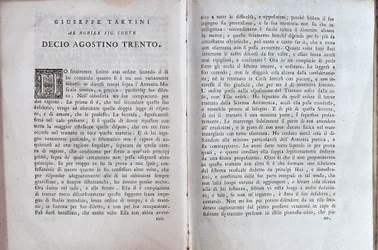 ジュゼッペ・タルティーニによる音楽条約の二重ページ