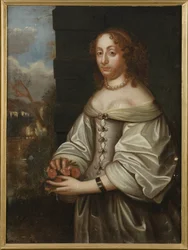 Eleonore Catherine de Deux Ponts Cleebourg, princesse de Suede et landgravine de Hesse Eschwege - Palatine 伯爵夫人の肖像 Eleonora Catherine of Zweibruecken (1626-1692), Landgravine of Hesse-Eschwege, Anonymous .キャンバスに油彩。サイズ：105x77 cm。