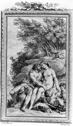 ローマの哲学者・詩人であるティトゥス・ルクレティウス・カルス（ルクレイス）の『De rerum natura』の挿絵。18世紀のエングレーヴィング。
