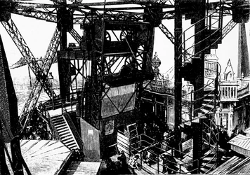 エッフェル塔の建設に関するイラスト。