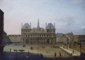 ロテル・ド・ヴィルとグレーヴ広場、1720年頃、現在の4区、1715年から1725年の間（油彩・カンヴァス）