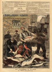 パリの魚市場。Le petit journal" 4/03/1893に掲載されたエングレーヴィング。セルバのコレクション。