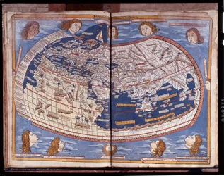 1482年に出版されたプトレマイオスの地図。