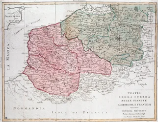 フランス軍とオーストリア軍のフランドル作戦の地図