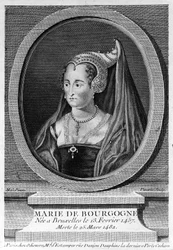 マリー・オブ・ブルゴーニュ（1457年～1482年）、シャルル大帝の娘でマクシミリアン・オブ・オーストリアの妻。19世紀のエングレーヴィング。