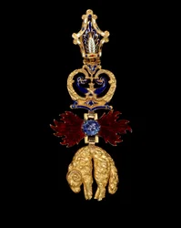 1430年にブルゴーニュ公フィリップ・ザ・グッドが創設した金の羊毛騎士団のペンダント。ベリエと炎の遺物である。1856年 パリ、レジオンドヌール美術館