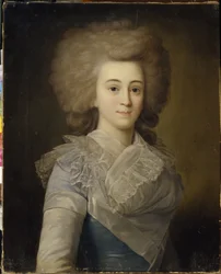 Elisabeth Alexandrovna Stroganova (1745-1831) の肖像 (Elisaveta A. Stroganova の肖像)。 匿名の絵画、キャンバスに油彩、1770 年頃。18 世紀のロシア美術、ロココ美術。 リージョナル アート ギャラリー、タンボフ (ロシア)。