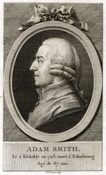 スコットランドの哲学者・経済学者であるアダム・スミス（1723～1790）の肖像。