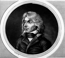 シャルル・ジャン・バティスト・ベルナドット（1763-1844）の肖像、フランスのマレシャル、スウェーデンとノルウェーのシャルル14世。"フランス革命の歴史的絵画全集、全3巻 "の中のエングレーヴィング。1804.