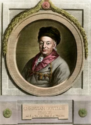クリスチャン・フレーゲ（1715-1781）の肖像 ドイツの数学者・哲学者 18世紀のエングレーヴィング 個人蔵
