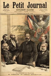 アーネスト・コンスタン（1833-1913）の肖像。法学部の教授であり、その後政治家となり、何度も内務大臣を務め、フランスの保護下にあったインドシナの初代総督でもありました。Le petit journal "24/06/1に掲載された版画