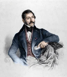 リブレット、詩人、イルタリアン批評家のフェリーチェ・ロマーニ（1788-1865）の肖像。