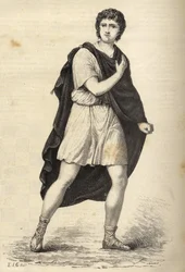 フランスの俳優、フランソワ＝ジョゼフ（Francois Joseph）タルマ（1763-1826）の肖像。19世紀のエングレーヴィング。