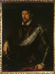 フランスの提督、ガスパール・ド・コリニー（1519-1572）の肖像。匿名の絵画 16世紀