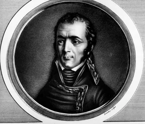 フランスのマレシャル、ギョーム・マリー＝アンヌ・ブリュン（1763-1815）の肖像。フランス革命の歴史的絵画全集（全3巻）」に掲載されたエングレーヴィング。1804.