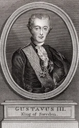 1771年から1792年までスウェーデン王であったグスタフ3世（1746-1792）の肖像 1787年の刻印 "Collection to the Soldiers of Yester Year"