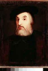 スペインのメキシコ征服者、エルナン・コルテス（1485-1547）の肖像。匿名の絵画。マドリード、国立図書館。
