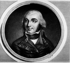 フランスの牧童だったジャン・バティスト・ジュールダン伯爵（1762-1833）の肖像。フランス革命の歴史的絵画全集（全3巻）」に掲載されたエングレーヴィング。1804.