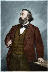 フランスの政治家、レオン・ガンベッタ（1838-1882）の肖像。