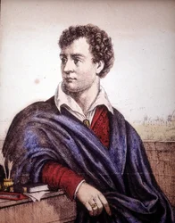 イギリスの詩人、ロード・ジョージ・ゴードン・ノエル・バイロン（1788-1824）、第6男爵の肖像。
