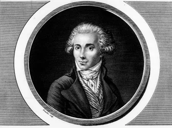 フランスの政治家、マルグリット・エリー・グアデ（1758-1794）の肖像。フランス革命の歴史的絵画全集（全3巻）」に掲載されているエングレーヴィング。1804.